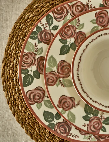 Rose Porselen 6'lı Bordürlü Servis Tabağı (27 cm)