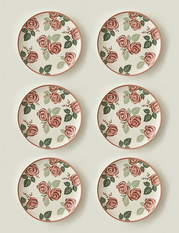 Rose Porselen 6'lı Servis Tabağı (26 cm)
