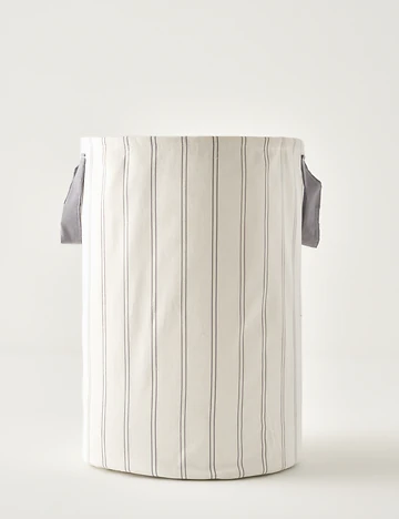 %100 Pamuk Stripe Çamaşır Sepeti Beyaz (36x50 cm)