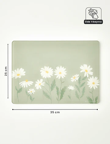 Daisy Cam Kesme Tahtası Yeşil (35x25 cm)
