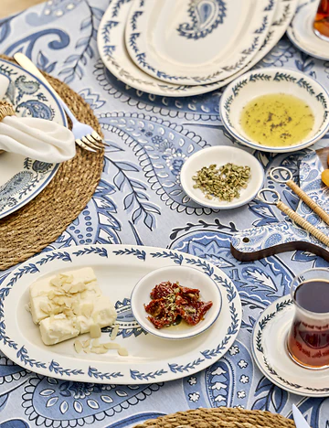 Paisley Porselen 26 Parça 6 Kişilik Kahvaltı Takımı Mavi