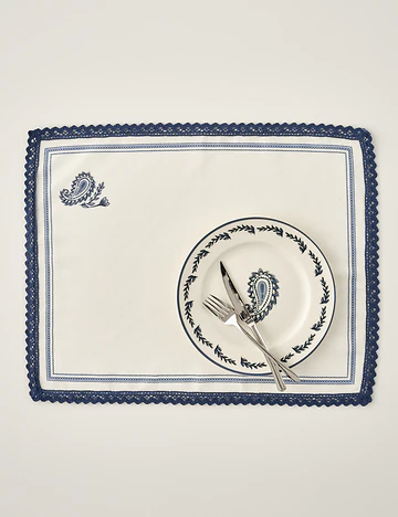 Paisley 6'lı Porselen Pasta Tabağı Seti Mavi (21 cm)