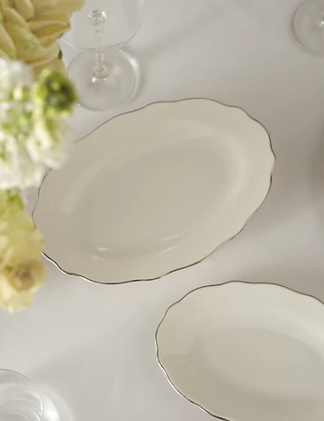 Victoria Porselen Sunum Tabağı Silver (20 cm)