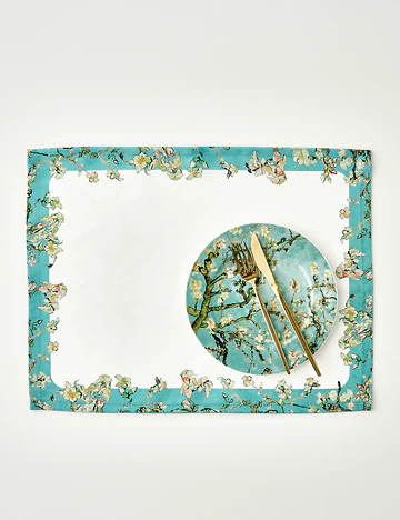 Van Gogh Almond Blossom Pamuklu Amerikan Servis Turkuaz (35x45 cm)