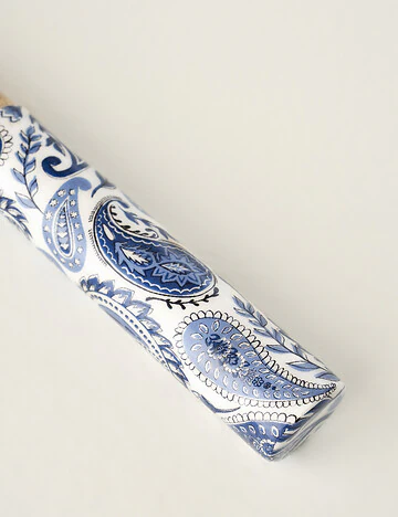 Paisley Mango Salata Servis Seti Mavi (28x8 cm)