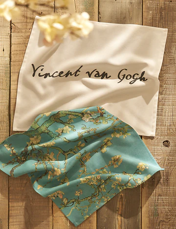 Van Gogh Almond Blossom Pamuklu 2'li Kurulama Bezi Turkuaz (40x50 cm)