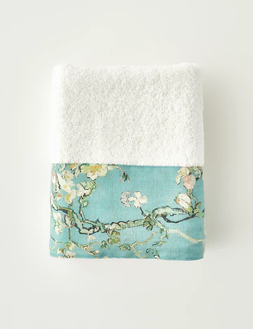 %100 Pamuk Van Gogh Almond Blossom Yüz Havlusu Turkuaz (50x90 cm)
