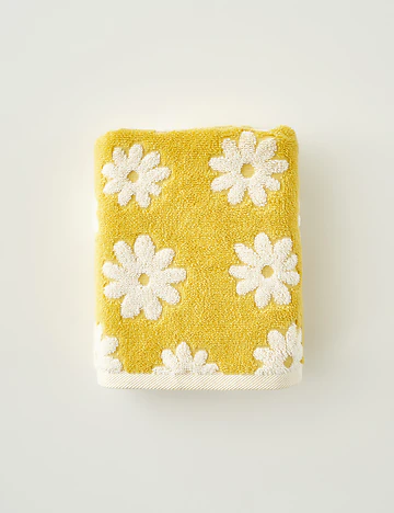 Daisy Jakarlı Y&uuml;z Havlusu Sarı (50x90 cm)