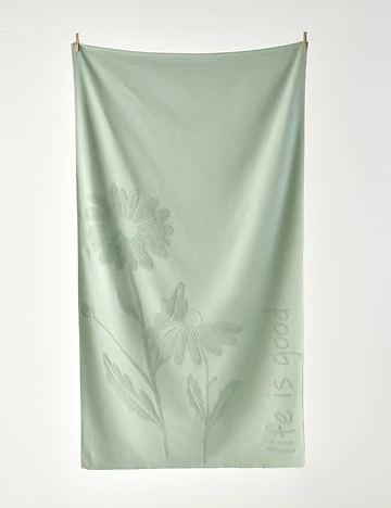 Daisy Jakarlı Plaj Havlusu Yeşil (90x160 cm)