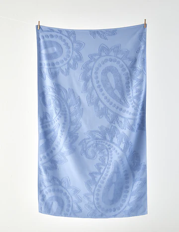 %100 Pamuk Paisley Jakarlı Plaj Havlusu Mavi (90x160 cm)