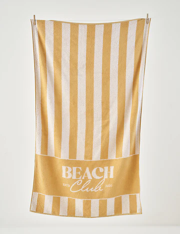 %100 Pamuk Beach Clup Plaj Havlusu Hardal (90x150 cm)