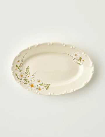 Daisy Porselen Sunum Tabağı Krem (20 cm)