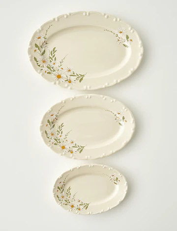 Daisy Porselen Sunum Tabağı Krem (25 cm)