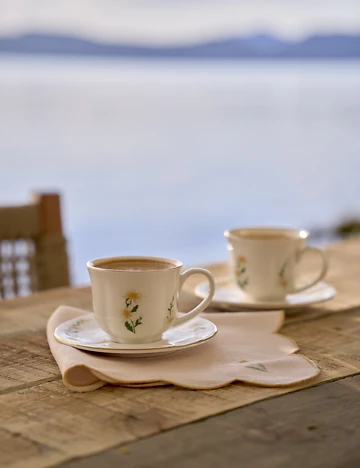 Daisy 2'li Çay Fincanı Seti Krem (200 cc)