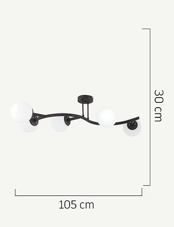 Davis 5'li Avize Siyah (30x105 cm)