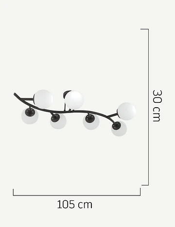 Davis 7'li Avize Siyah (30x105 cm)