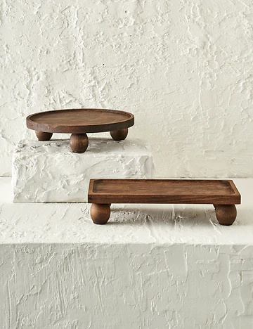 Wooden 2'li Ahşap Sunum Seti Naturel