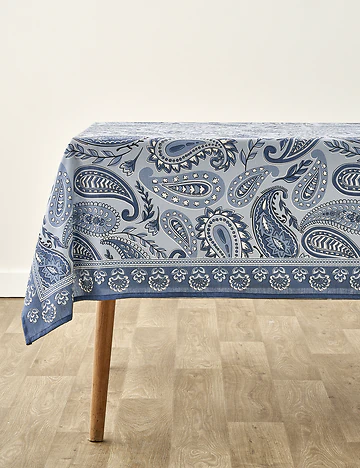 Paisley Baskılı Masa Örtüsü Mavi (150x250 cm)