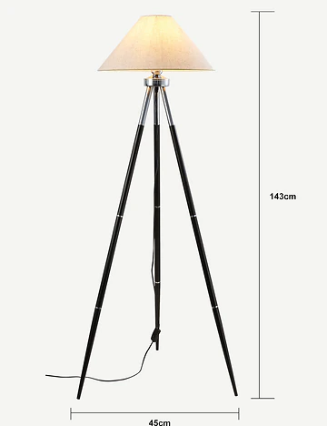 Belvano Tripod Lambader Siyah (45x143 cm)