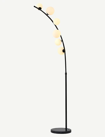 Bono 6 Cam Başlıklı Deve Boynu Lambader Siyah (100x155 cm)