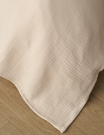 %100 Pamuk Mila Müslin Çift Kişilik Yatak Örtüsü Seti Bej (240x260 cm)