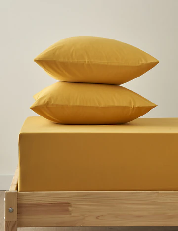 %100 Pamuk Elera King Size Lastikli Çarşaf Seti Hardal (180x200x35 cm)