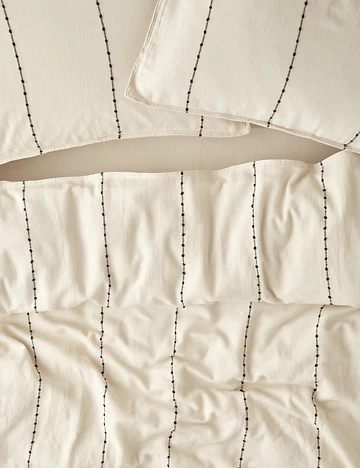 %100 Pamuk Elodi İpliği Boyalı Çift Kişilik Nevresim Takımı Krem (200x220 cm)