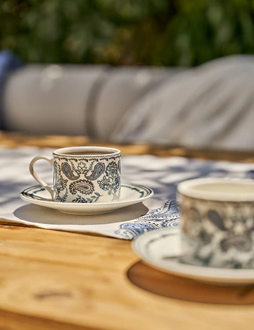 Paisley Porselen 2'li Çay Fincanı Mavi (180 cc)