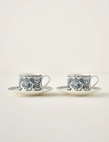 Paisley Porselen 2'li Çay Fincanı Mavi (180 cc)