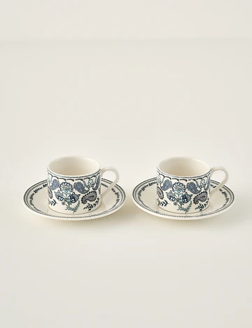 Paisley Porselen 2'li Çay Fincanı Mavi (180 cc)