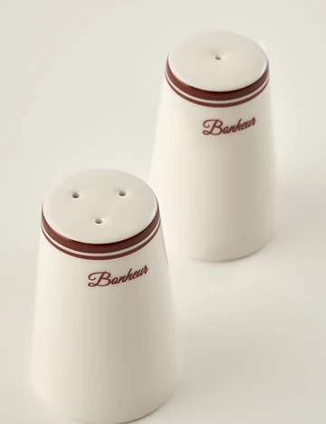 Bonheur Porselen Tuzluk-Biberlik Seti Bordo (8 cm)