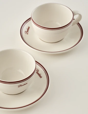 Bonheur 2'li Porselen Çay Fincanı Bordo (270 cc)