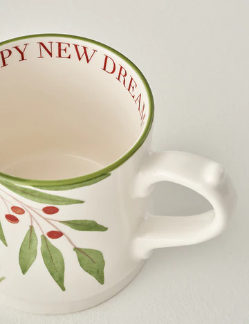 Happy New Dreams Yılbaşı Stoneware Kupa Yeşil (380 cc)