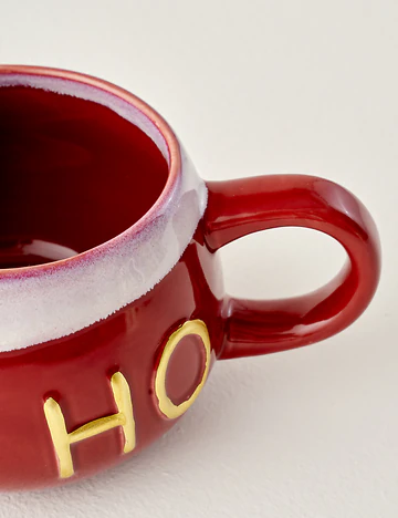 HoHoHo Yılbaşı Stoneware Kupa Kırmızı (370 cc)