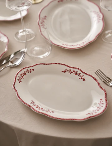 Catherine New Bone Porselen Sunum Tabağı Kırmızı (26 cm)