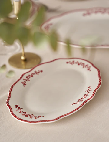 Catherine New Bone Porselen Sunum Tabağı Kırmızı (30,5 cm)