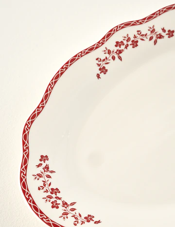 Catherine New Bone Porselen Sunum Tabağı Kırmızı (35,5 cm)