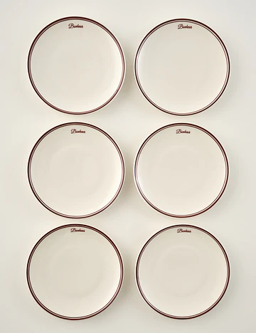 Bonheur Porselen 6'lı Pasta Tabağı Seti Bordo (21 cm)