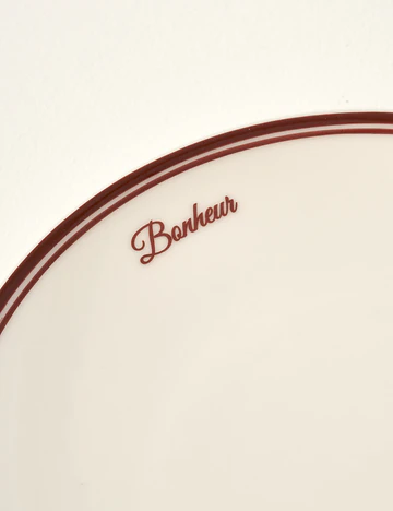 Bonheur Porselen 6'lı Pasta Tabağı Seti Bordo (21 cm)