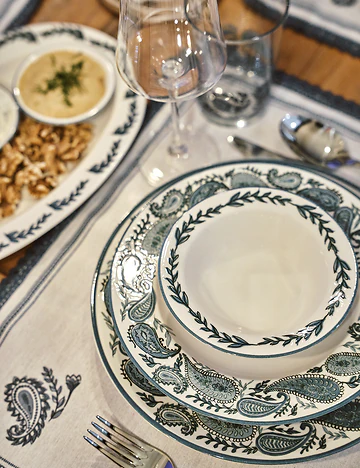 Paisley Porselen 48 Par&ccedil;a 12 Kişilik Yemek Takımı Mavi