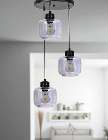 Jordyn 3'lü Füme Camlı Sarkıt Siyah
