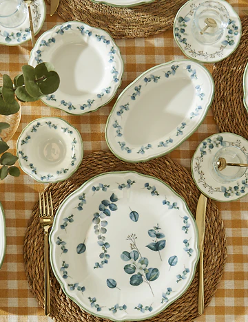 Ocaliptus Stoneware 52 Parça 12 Kişilik Kahvaltı Takımı Yeşil