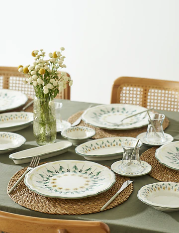 Adelina Stoneware 52 Parça 12 Kişilik Kahvaltı Takımı Yeşil