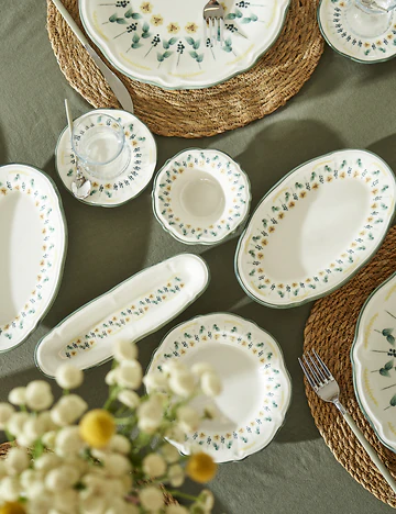 Adelina Stoneware 52 Parça 12 Kişilik Kahvaltı Takımı Yeşil