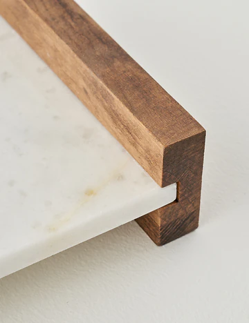 Olmo Mermer Dekoratif Tepsi Naturel (15x30 cm)