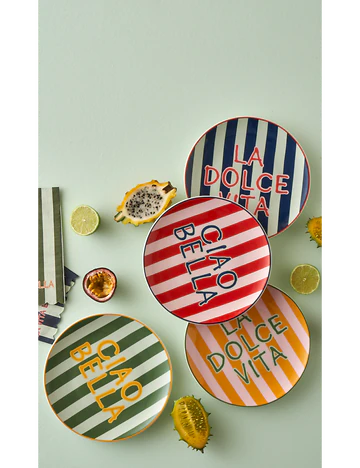 Line Porselen Servis Tabağı Mavi (25 cm)