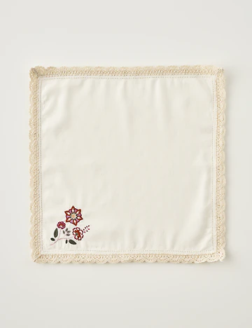 Grandma Nakışlı Kopanakili Peçete Ekru (40x40 cm)