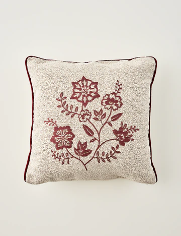 Grandma Jakarlı Dekoratif Yastık Kılıfı Ekru (45x45 cm)