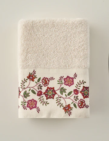 %100 Pamuk Grandma Bordür Baskılı Yüz Havlusu (50x90 cm)