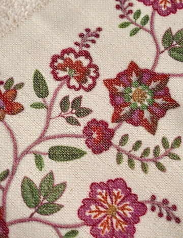 %100 Pamuk Grandma Bordür Baskılı El Havlusu Ekru (30x50 cm)